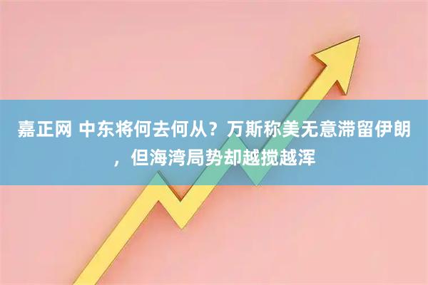 嘉正网 中东将何去何从？万斯称美无意滞留伊朗，但海湾局势却越搅越浑